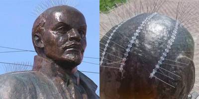 В Магадане памятнику Ленина приделали "ирокез" для отпугивания птиц