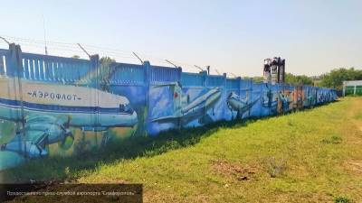 Симферопольский аэропорт украсило 270-метровое граффити о советской авиации