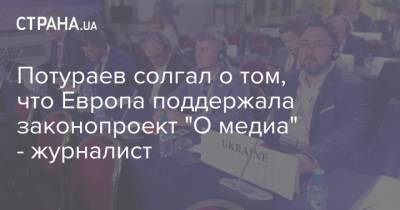 Потураев солгал о том, что Европа поддержала законопроект "О медиа" - журналист