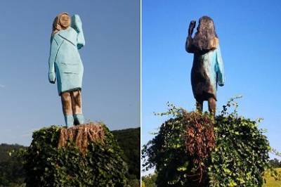 В Словении подожгли и демонтировали статую Мелании Трамп