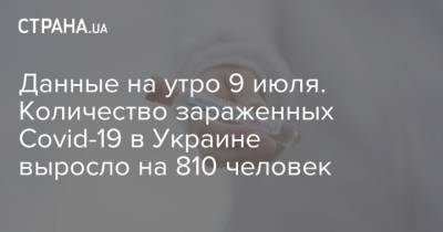 Данные на утро 9 июля. Количество зараженных Covid-19 в Украине выросло на 810 человек