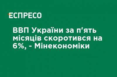 ВВП Украины за пять месяцев сократился на 6%, - Минэкономики