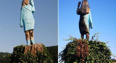 На родине Мелании Трамп сожгли ее забавную деревянную статую (фото)