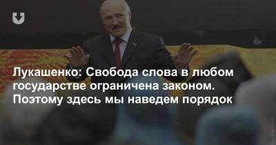 Лукашенко: Свобода слова в любом государстве ограничена законом. Поэтому здесь мы наведем порядок