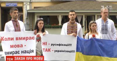 Дело относительно конституционности языкового закона: украинцы устроили акцию протеста под стенами Конституционного суда