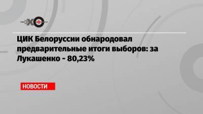 ЦИК Белоруссии обнародовал предварительные итоги выборов: за Лукашенко — 80,23%