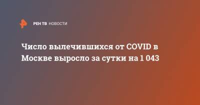 Число вылечившихся от COVID в Москве выросло за сутки на 1 043