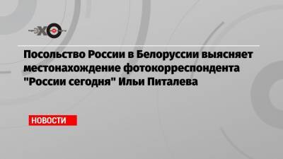 Посольство России в Белоруссии выясняет местонахождение фотокорреспондента «России сегодня» Ильи Питалева
