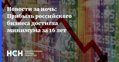 Новости за ночь: Прибыль российского бизнеса достигла минимума за 16 лет