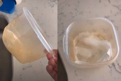 Блогер показала легкий способ отмыть контейнер от жира