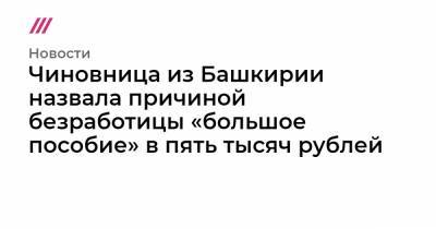 Чиновница из Башкирии назвала причиной безработицы «большое пособие» в пять тысяч рублей