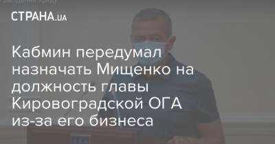 Кабмин передумал назначать Мищенко на должность главы Кировоградской ОГА из-за его бизнеса