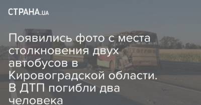 Появились фото с места столкновения двух автобусов в Кировоградской области. В ДТП погибли два человека