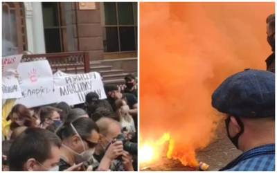 Бунт из Беларуси перебросился на Киев, посольство атаковали, улицу окутало дымом: кадры с места