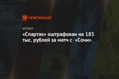 «Спартак» оштрафован на 185 тыс. рублей за матч с «Сочи»