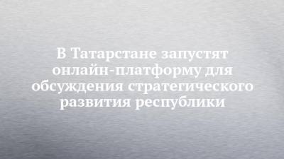 В Татарстане запустят онлайн-платформу для обсуждения стратегического развития республики