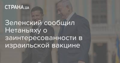 Зеленский сообщил Нетаньяху о заинтересованности в израильской вакцине