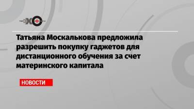 Татьяна Москалькова предложила разрешить покупку гаджетов для дистанционного обучения за счет материнского капитала