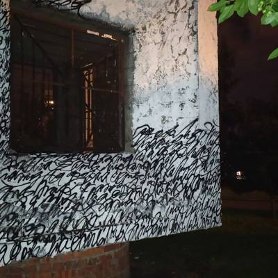 В Екатеринбурге вандалы испортили пять работ художника-каллиграфиста Покраса Лампаса