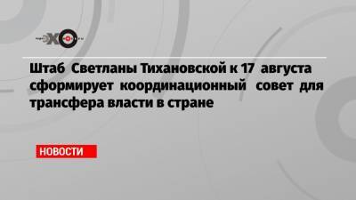 Штаб Светланы Тихановской к 17 августа сформирует координационный совет для трансфера власти в стране