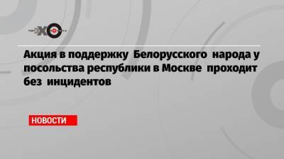 Акция в поддержку Белорусского народа у посольства республики в Москве проходит без инцидентов