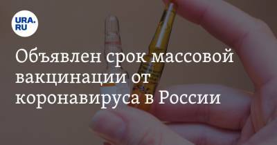 Объявлен срок массовой вакцинации от коронавируса в России