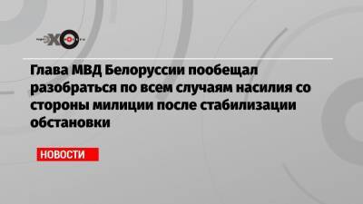 Глава МВД Белоруссии пообещал разобраться по всем случаям насилия со стороны милиции после стабилизации обстановки