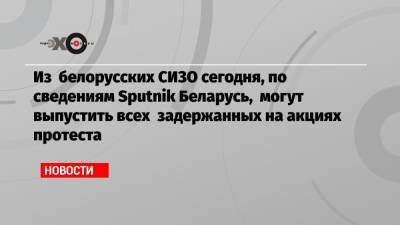 Из белорусских СИЗО сегодня, по сведениям Sputnik Беларусь, могут выпустить всех задержанных на акциях протеста