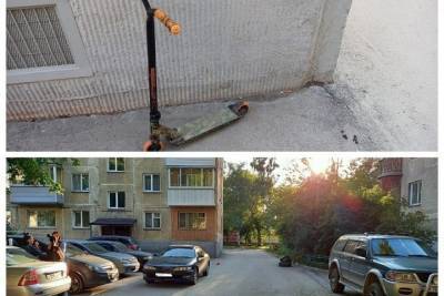 В Новосибирском дворе ребенок на самокате попал под автомобиль