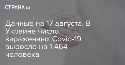 Данные на 17 августа. В Украине число зараженных Covid-19 выросло на 1 464 человека