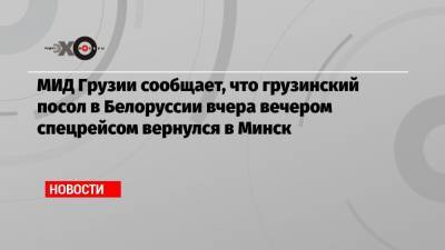 МИД Грузии сообщает, что грузинский посол в Белоруссии вчера вечером спецрейсом вернулся в Минск