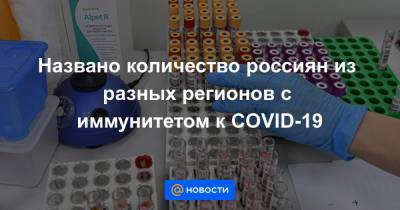 Названо количество россиян из разных регионов с иммунитетом к COVID-19