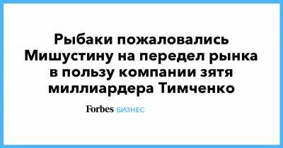 Рыбаки пожаловались Мишустину на передел рынка в пользу компании зятя миллиардера Тимченко