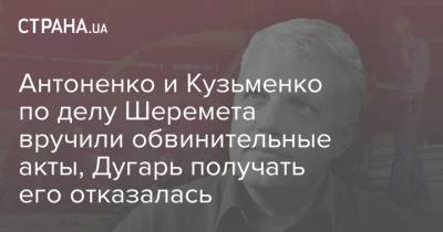 Антоненко и Кузьменко по делу Шеремета вручили обвинительные акты, Дугарь получать его отказалась