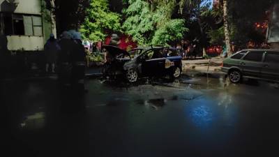 В Воронеже вечером дотла сгорело такси