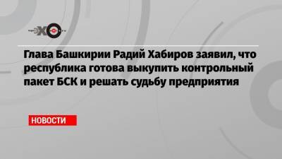Глава Башкирии Радий Хабиров заявил, что республика готова выкупить контрольный пакет БСК и решать судьбу предприятия