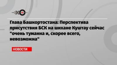 Глава Башкортостана: Перспектива присутствия БСК на шихане Куштау сейчас «очень туманна и, скорее всего, невозможна»
