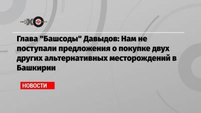 Глава «Башсоды» Давыдов: Нам не поступали предложения о покупке двух других альтернативных месторождений в Башкирии