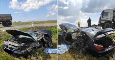 Смертельное ДТП: КамАЗ раздавил BMW под Новосибирском