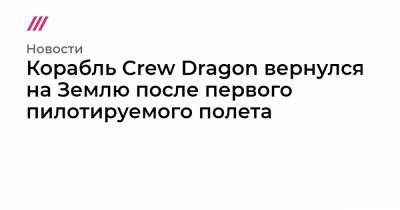 Корабль Crew Dragon вернулся на Землю после первого пилотируемого полета