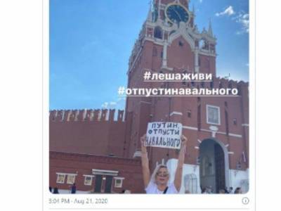Актрисы Яна Троянова и Екатерина Вилкова вышли к Кремлю с пикетом в поддержку Навального