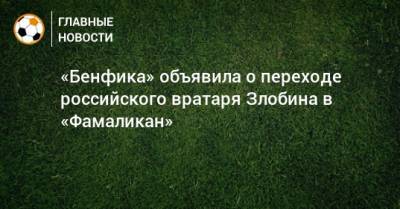 «Бенфика» объявила о переходе российского вратаря Злобина в «Фамаликан»