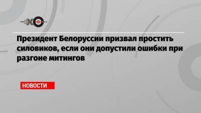 Президент Белоруссии призвал простить силовиков, если они допустили ошибки при разгоне митингов