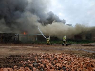В Башкирии на кирпичном заводе тушат пожар площадью 6 тысяч "квадратов"