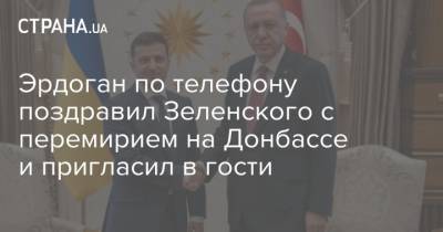 Эрдоган по телефону поздравил Зеленского с перемирием на Донбассе и пригласил в гости