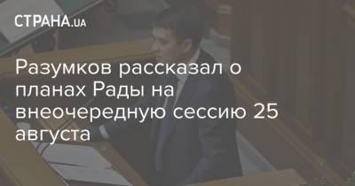 Разумков рассказал о планах Рады на внеочередную сессию 25 августа