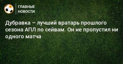 Дубравка Мартин - Дубравка – лучший вратарь прошлого сезона АПЛ по сейвам. Он не пропустил ни одного матча - bombardir.ru