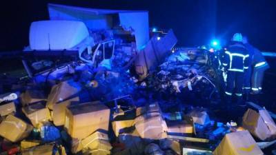 На трассе "Киев-Харьков" легковой автомобиль столкнулся с грузовиком