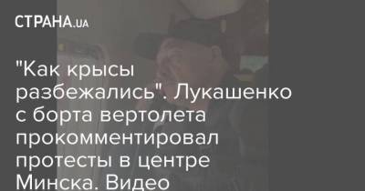 “Как крысы разбежались”. Лукашенко с борта вертолета прокомментировал протесты в центре Минска. Видео