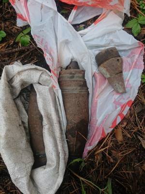 В лесополосе Челябинска в мешках из-под сахара нашли боевые снаряды